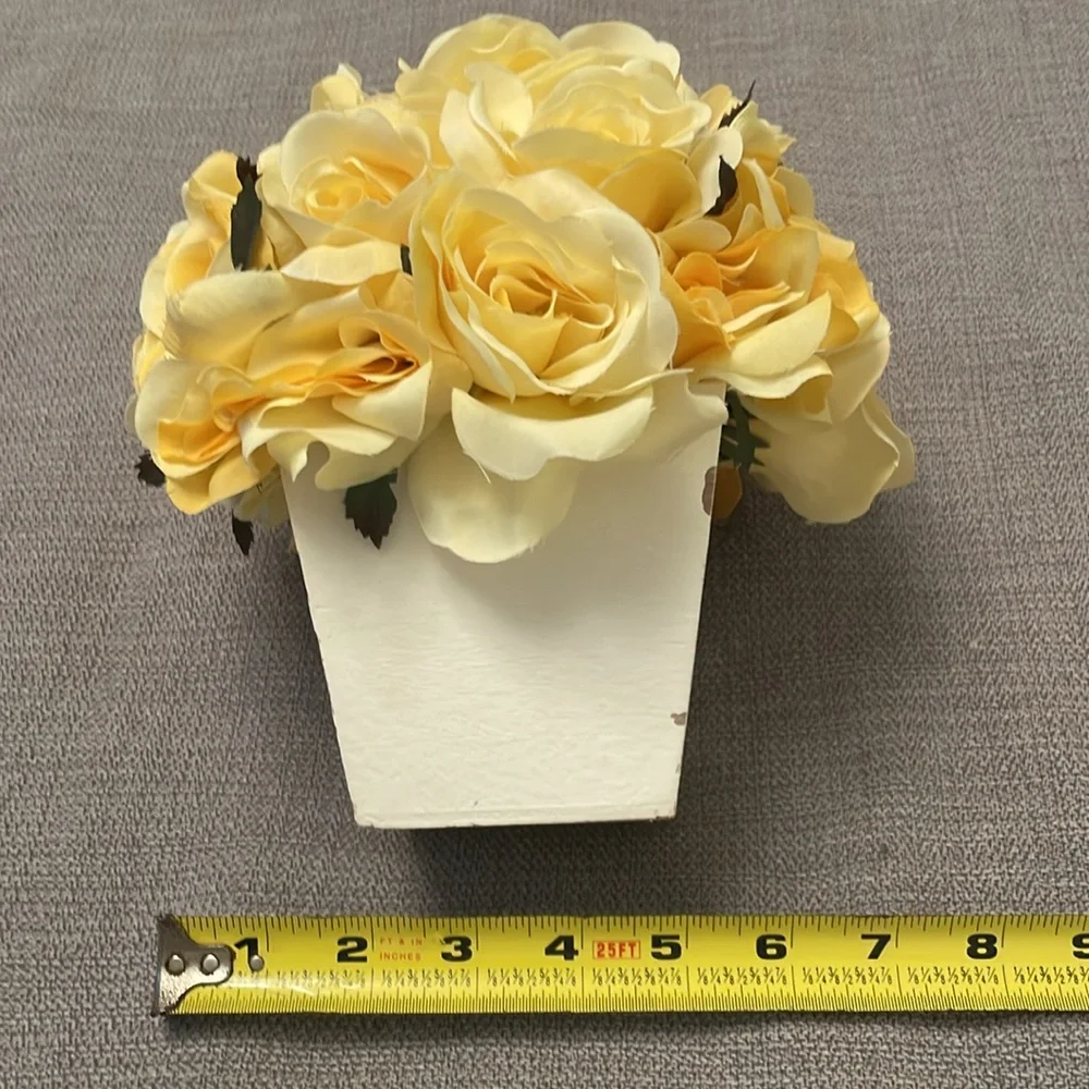 Faux Artificial Flower Arrangement Yellow Roses